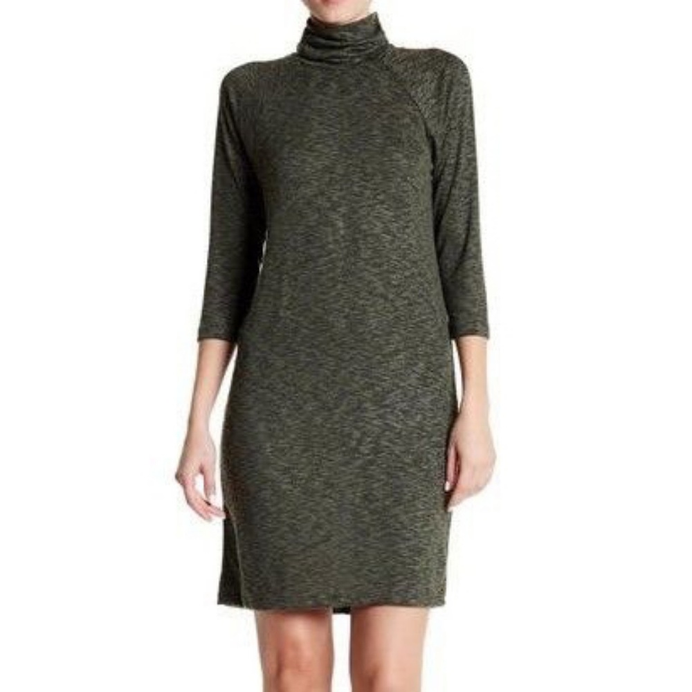 NWT Bobeau Green Heathered MockNeck  Sweater Dress
